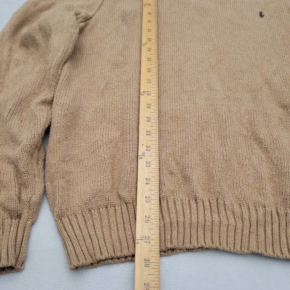 Vintage POLO Ralph Lauren Camel Brown Mens 100% Cotton Sweater Crew Neck XL - Picture 6 of 12